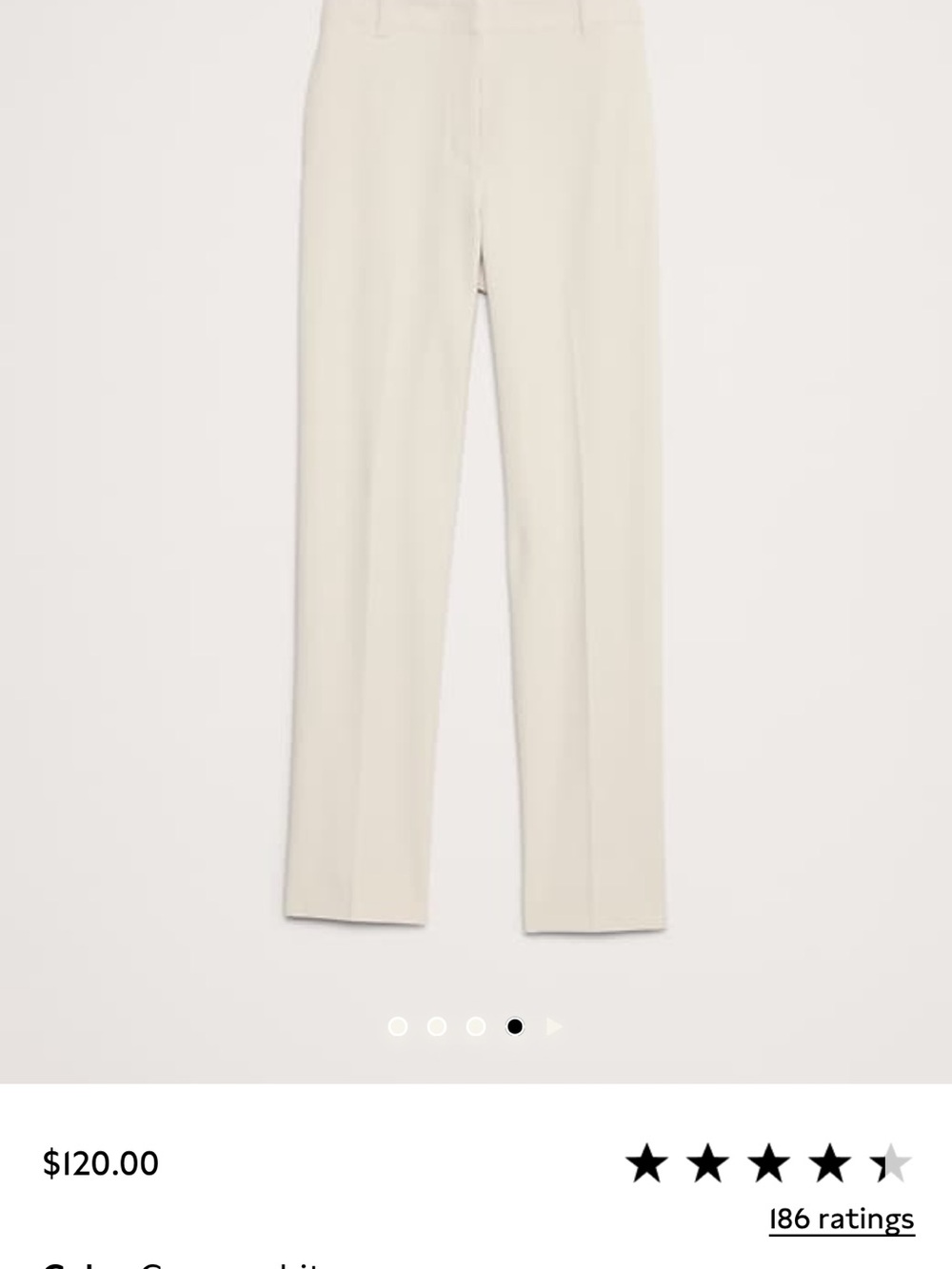 Banana Republic Cream Straight-Leg Dress Pants 4L NWT